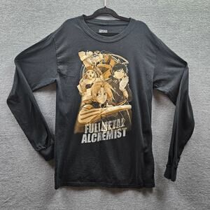 Full Metal Alchemist Group Characters Mens SMALL Black L/S Manga T-Shirt